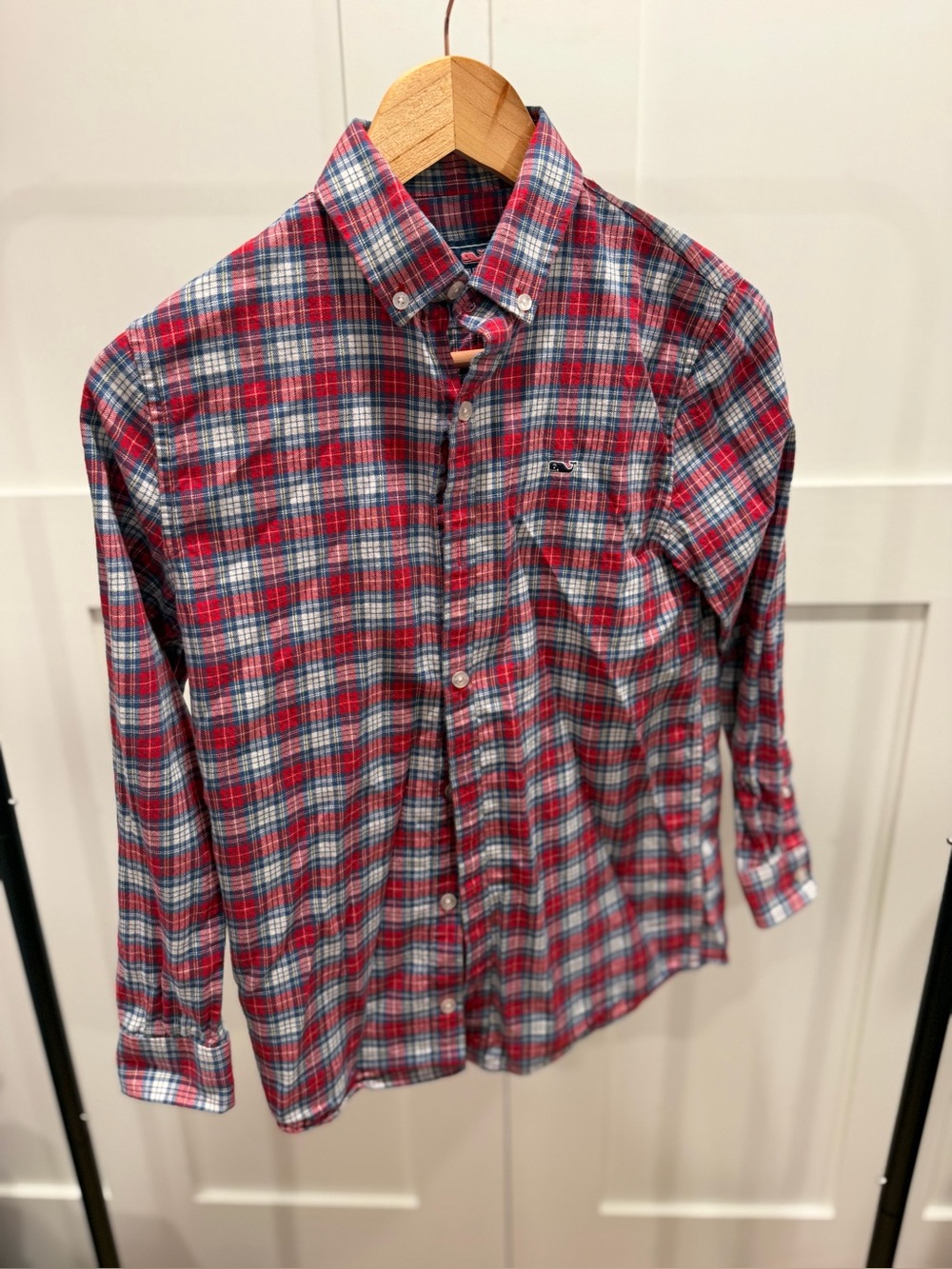 Vineyard Vines Boy’s Red Plaid Flannel Button-Down Shirt